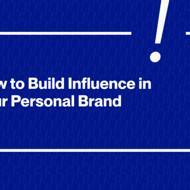 Text graphic showing the title “How to Build Influence in Your Personal Brand” on a blue background with the Ohh My Brand logo.